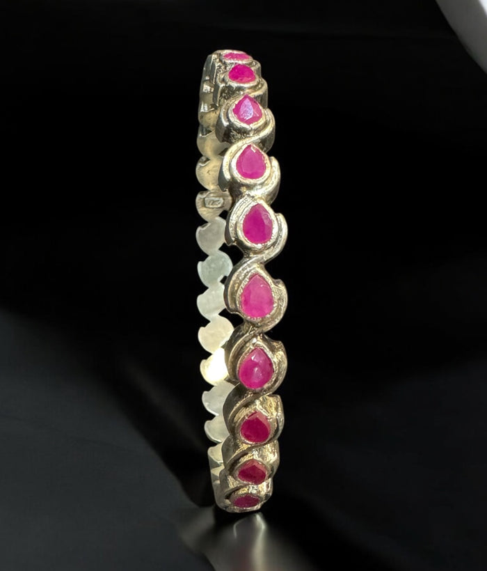 The Piyali Silver Red Kemp Bangle- Single (Oxidised/Size/2.2/ 2.4/2.6/2.8)