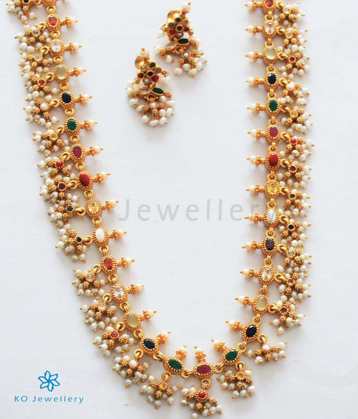 The Pranit Silver Navratna Necklace
