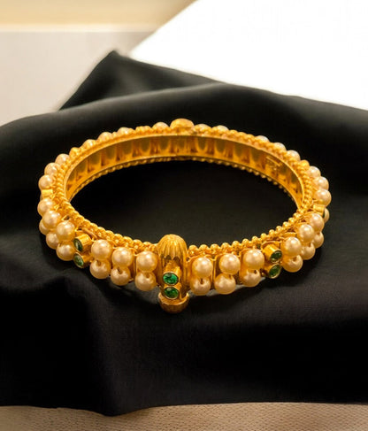 The Prisha Silver Pearl Bracelet Muttina Bale -Single ( Green /Size /2.2/2.4/2.6/2.8)