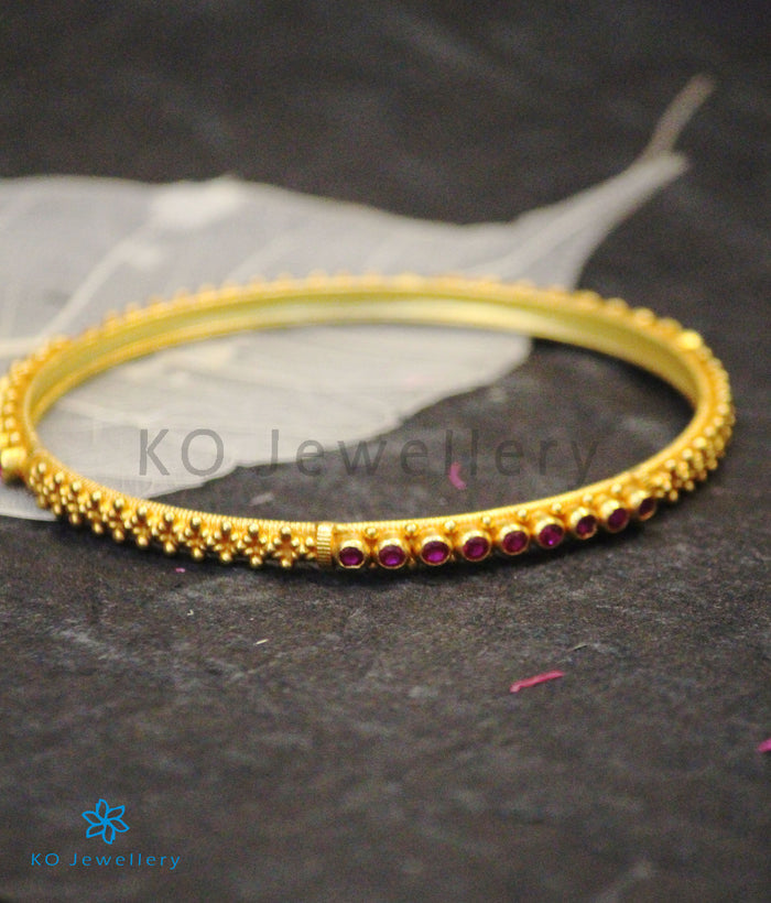 The Rati Silver Kempu Bangle (Red/Size/2.2/2.4/2.6/2.8)