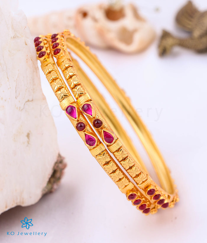 The Ruchi Silver Kempu Bangle (Red Size/2.2/2.4/2.6/2.8)