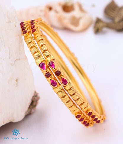The Ruchi Silver Kempu Bangle (Red Size/2.2/2.4/2.6/2.8)