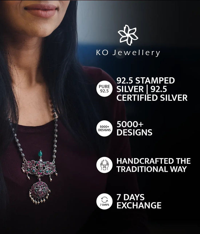 The Vijeta Silver Kodava Thread Necklace (Oxidised)
