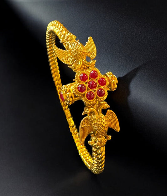 The Virat Silver Gandaberunda Golusu Bangle-Single (Size /2.2/2.4/2.6/2.8)