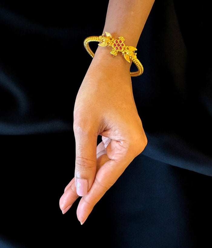 The Virat Silver Gandaberunda Golusu Bangle-Single (Size /2.2/2.4/2.6/2.8)