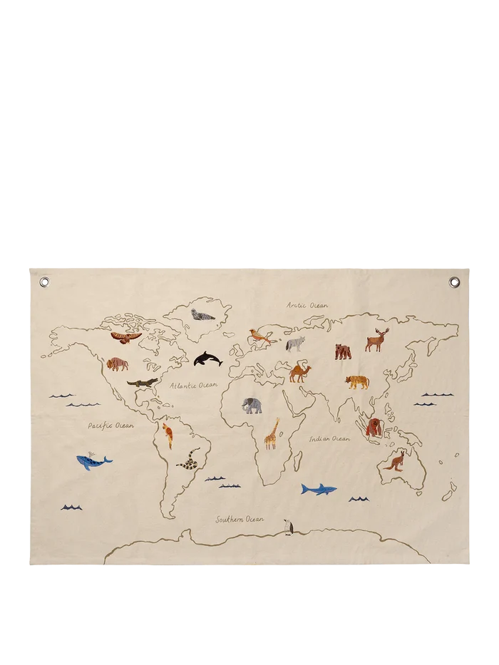 ferm Living - The World Textile Map - Off-White