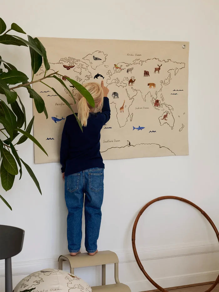 ferm Living - The World Textile Map - Off-White - Lifestyle Cut