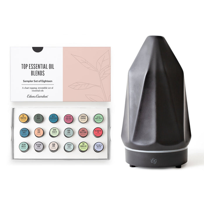 Top Essential Oil Blends- Sampler Set of 18 & Diamond Diffuser