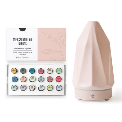 Top Essential Oil Blends- Sampler Set of 18 & Diamond Diffuser