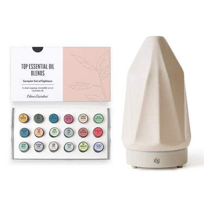 Top Essential Oil Blends- Sampler Set of 18 & Diamond Diffuser