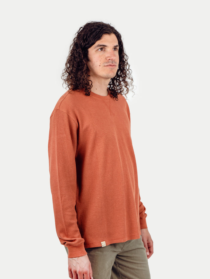 Unisex Organic Hemp Waffle L/S Tee | Clay-Image 3
