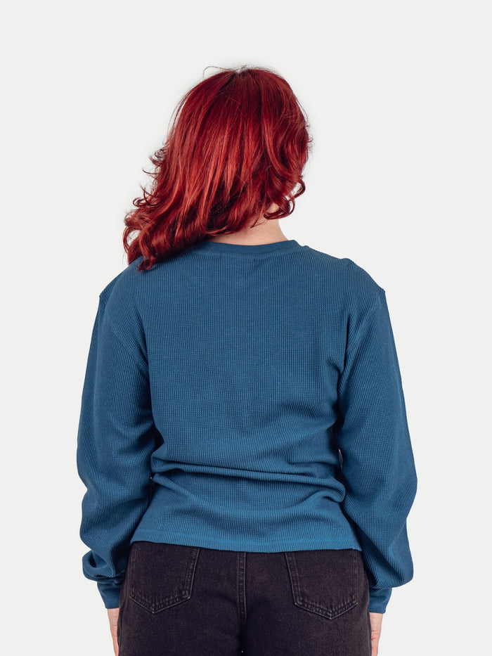 Unisex Organic Hemp Waffle L/S Tee | Ink Blue-Image 6