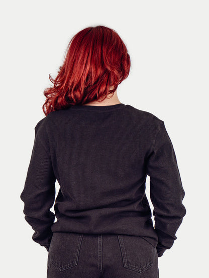 Unisex Organic Hemp Waffle L/S Tee | Black-Image 6