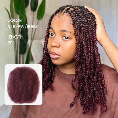 mixed dark burgundy color afro kinky bulk human hair for mini twists