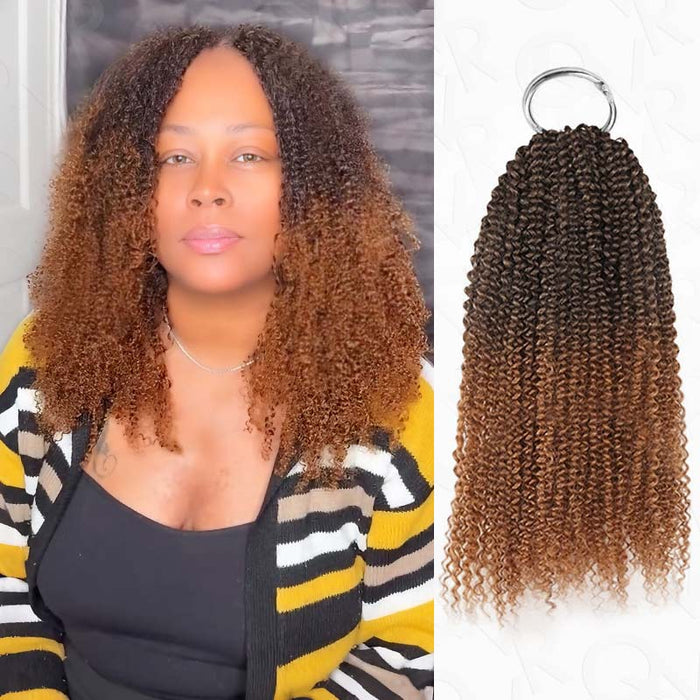 US Only|QVR #T2/30 Afro Kinky Curly Feather Crochet Human Hair