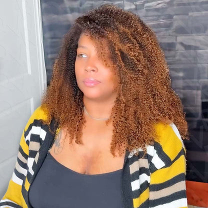 US Only|QVR #T2/30 Afro Kinky Curly Feather Crochet Human Hair