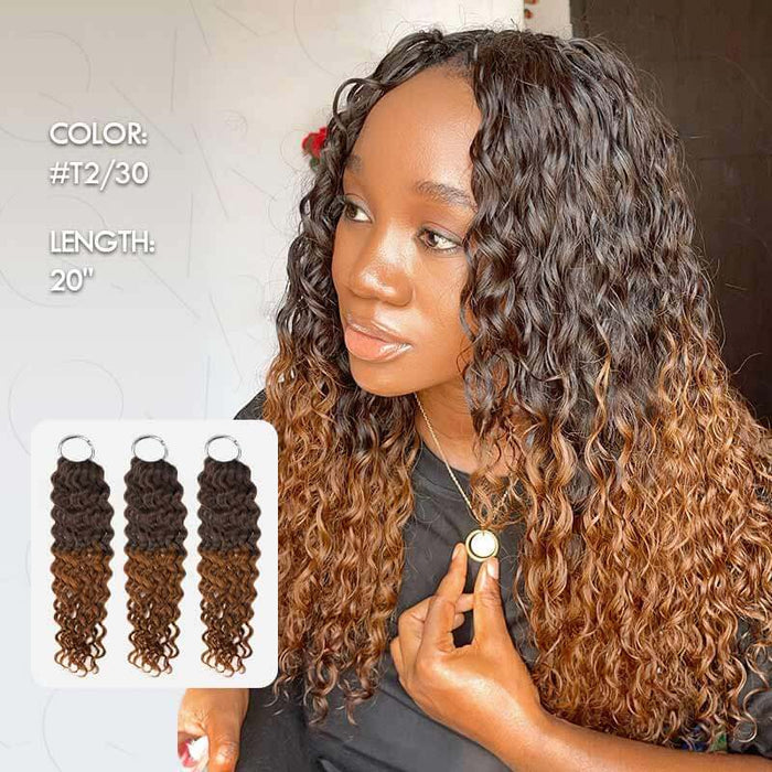 14-24 inches water wave crochet hair extensions t2/30 color