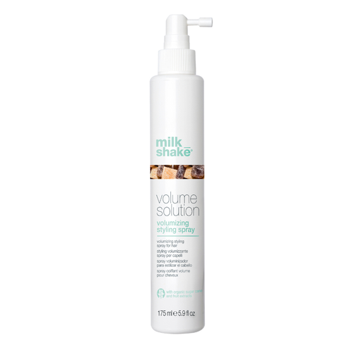 milk_shake  Volume Solution volumizing styling spray bottle on a white background