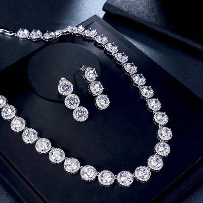 Wedding Jewelry - Silver Cubic Zirconia Bridal Jewelry Set