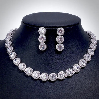 Wedding Jewelry - Silver Cubic Zirconia Bridal Jewelry Set