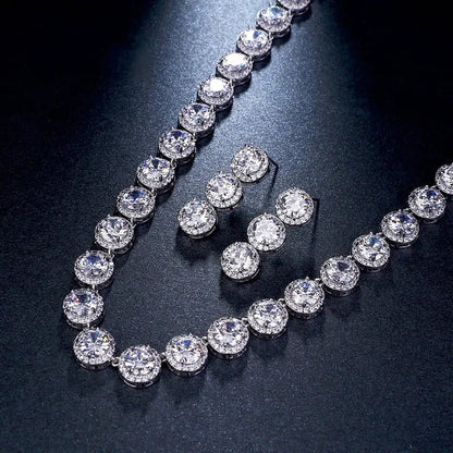Wedding Jewelry - Silver Cubic Zirconia Bridal Jewelry Set