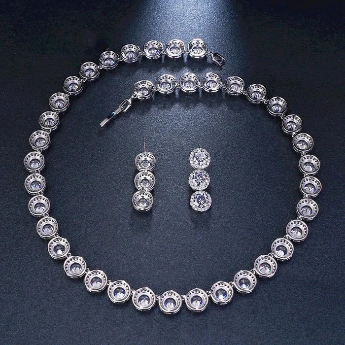 Wedding Jewelry - Silver Cubic Zirconia Bridal Jewelry Set