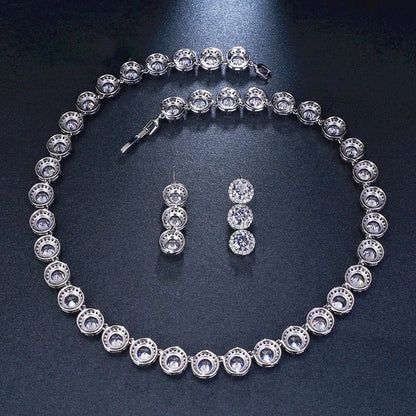 Wedding Jewelry - Silver Cubic Zirconia Bridal Jewelry Set