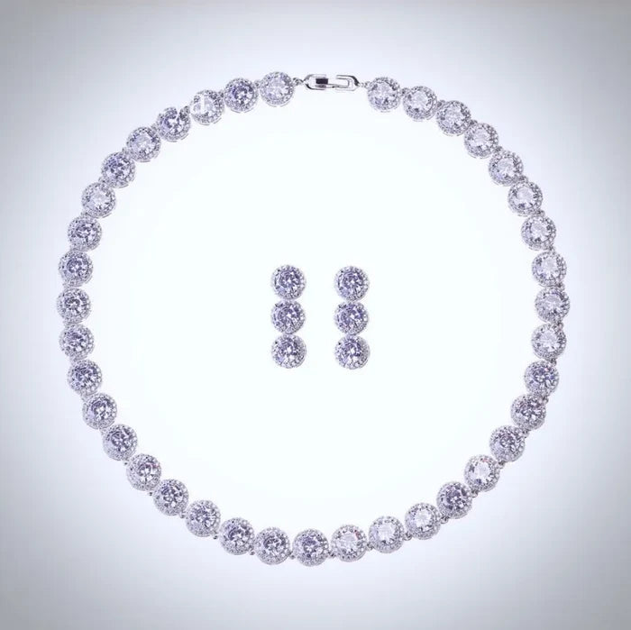 Wedding Jewelry - Silver Cubic Zirconia Bridal Jewelry Set