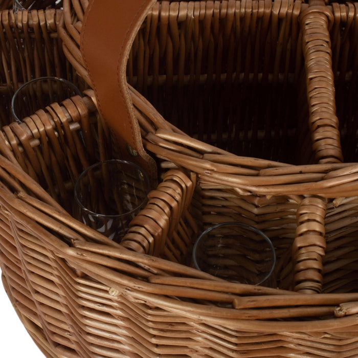 Wicker Light Steamed Garden Party Basket with Glasses
