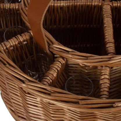 Wicker Light Steamed Garden Party Basket with Glasses