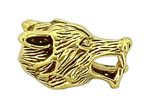 Gold wolf head hair bead with sculpted fur detail