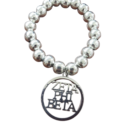 Zeta Round Silver Beaded Bracelet